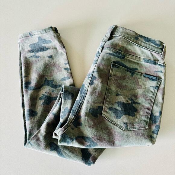 HUDSON Tan Olive Camo Print Barbara High Rise Super Skinny Leg Denim Jeans 29 - Picture 3 of 15